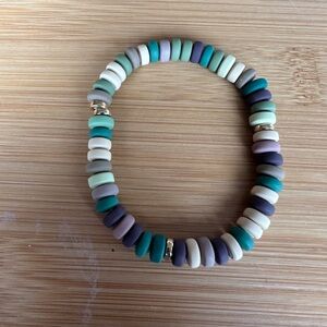 Handmade Polymer Clay Stretch Bead Bracelet Camo 7 inches